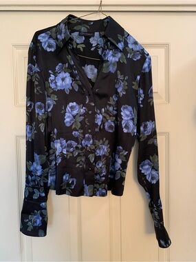 Y2K Context Silk Floral Corset Back Blouse Size 2